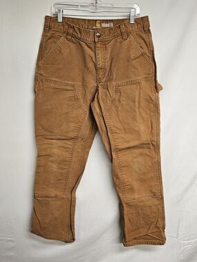 Carhartt Mens Pant 34 x 32 (29) BROWN Double Knee Relaxed Fit Jeans Made In USA